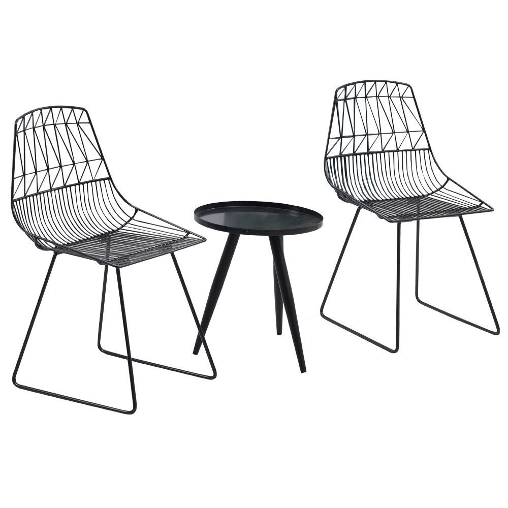Fém kertibútor-szett, asztallal és 2 székkel, fekete - DJIBOUTI - Butopêa